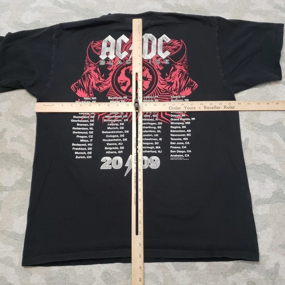 Vintage AC DC Shirt Mens Large Black Anvil Rock n Roll Train‎ Short Sleeve